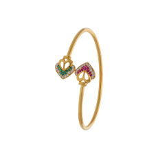 Flexible Gold Stoned Bracelet with Heart Design